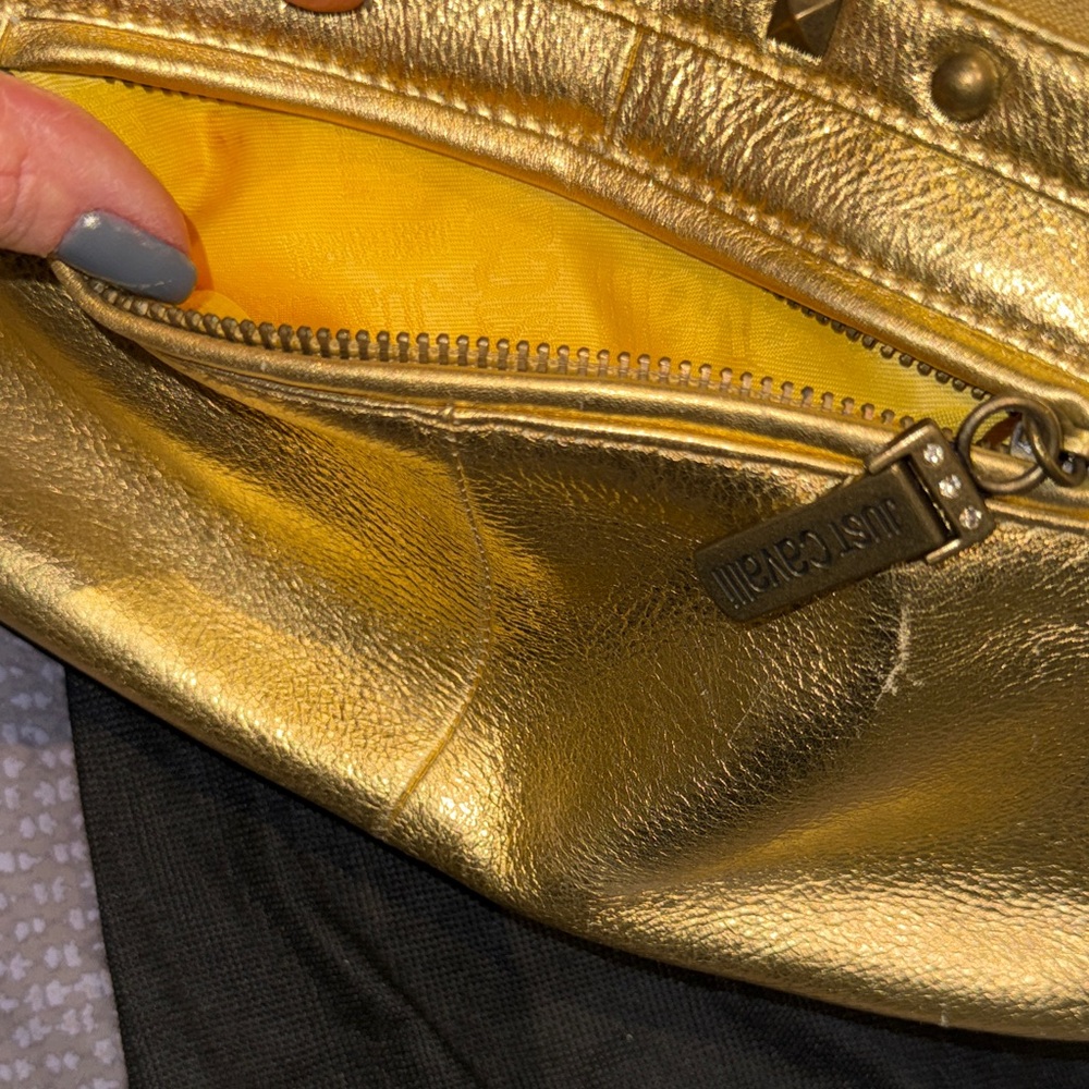 Just Cavalli Gold Studded Shoulder Bag - Picture 4 of 9